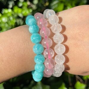 10mm‎ rose quartz clear quartz Amazonite bracelet set